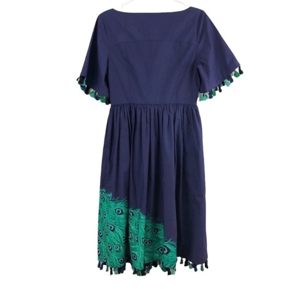 Kate Spade Blue Dress with Peacock Design - Picture 3 of 10